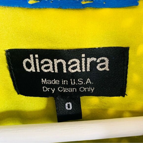 dianaira Royal Blue Perforated Floral Pattern Lambskin Leather Blazer Jacket - Picture 6 of 9